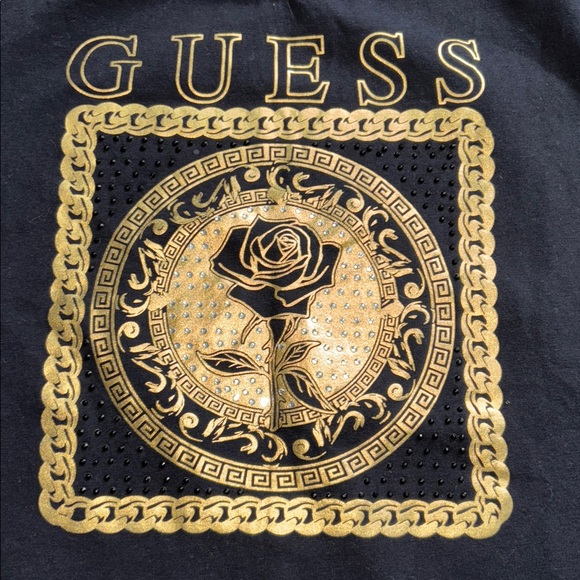 Guess Tops - XL Guess Black Tee with Gold Emblem